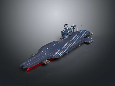 Detailed 3D Aircraft Carrier Model With Flight Deck And Tower Structure 3d model