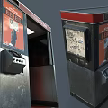 Vintage Passbildautomat Booth With Red Top Silver Exterior Orange BEREIT Sign And Telephone