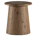 Modern Round Wooden Coffee Tables With Textured Surface And Cylindrical Base