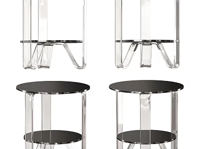 Modern Transparent Acrylic Side Table With Black Round Top And Minimalist Design 3d model