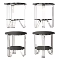 Modern Transparent Acrylic Side Table With Black Round Top And Minimalist Design