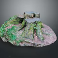 Natural Scenic Landscape With Moss Covered Tree Stumps Green Vegetation And Earth Ground