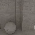 Architectural Stone Components Featuring Beige Sphere And Textured Walls In Corner 3d model