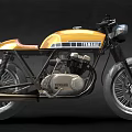 Vintage Yamaha Motorcycle Classic Custom Design With Yellow Black Body And Brown Leather Seat
