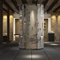 Traditional Chinese Tobacco And Alcohol Store Interior With Wooden Shelves And Product Displays