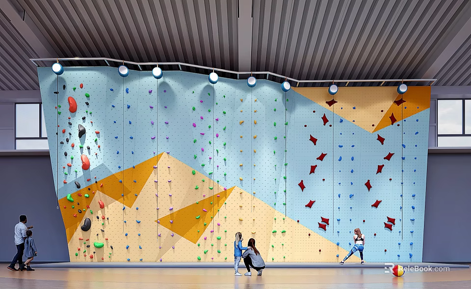 Indoor Climbing Wall With Colorful Holds For Kids Activities And Fun 3d model 