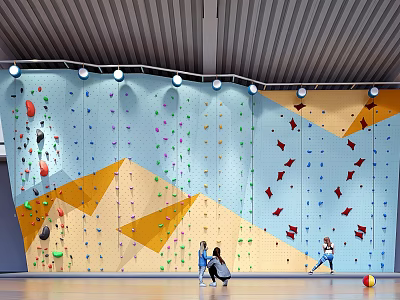 Indoor Climbing Wall With Colorful Holds For Kids Activities And Fun 3d model