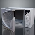 White AMT Microwave Oven With Open Door And Control Knobs Panel 3d model