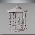 Classical White Gazebo With Octagonal Base Ornate Columns Carvings And Spired Roof Design
