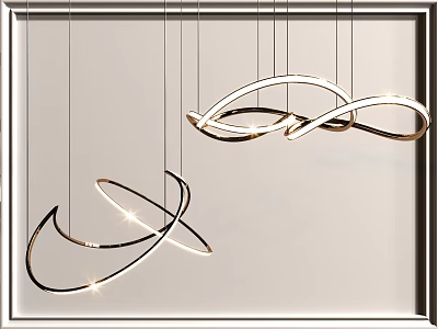 Modern Intertwined Circular Pendant Light With Shiny Metallic Finish For Interior Decor 3d model