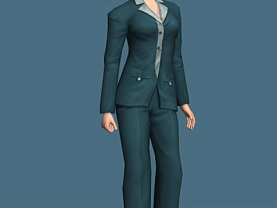Professional Woman Wearing Dark Blue Tailored Business Suit With Long Pants 3d model