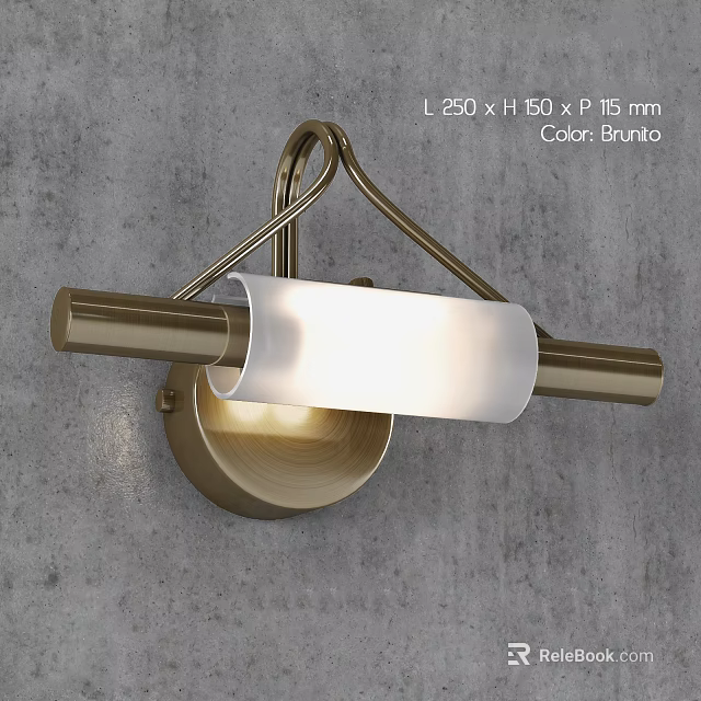 Modern Brass Wall Lamp with Metal Frame and White Glass Shade for Home Decor 3d model 