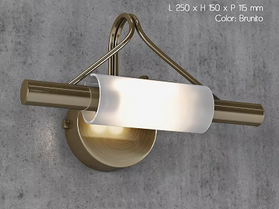 Modern Brass Wall Lamp with Metal Frame and White Glass Shade for Home Decor 3d model