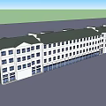 Modern Traditional Residential Building With White Facade Windows Balconies And Red Decorations