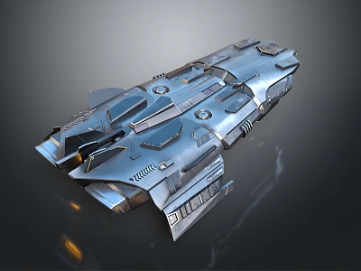 Futuristic Sci Fi Spaceship With Metallic Design And Detailed Surface Structure 3d model