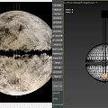 Spherical Chandelier with Moon Surface Texture Modern Artistic Design Against Black Background Elegant Lighting Fixture