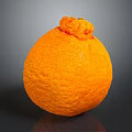 Ripe Orange Fruit With Textured Skin Stem End Knob On Dark Background And Shiny Reflection
