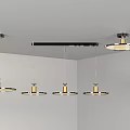 Stylish Modern Multiple Gold Black Circular Pendant Lights Ceiling Interior Design 3d model