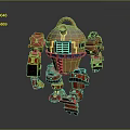 Yellow And Red Mechanical Robot With Vintage Body And Limb Components