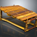 Traditional Handmade Wooden Xylophone Percussion Instrument with Bamboo Frame and Wooden Bars