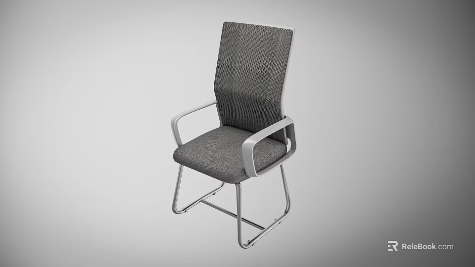 Gray Office Chair With Armrests Metal Frame And Modern Fabric Design 3d model 