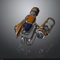 Advanced Astronautical Robot 3D Model With Orange Gray Mechanical Structure For Space Missions
