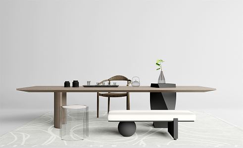 Modern Tea Table and Chair Casual Tea Table and Chair Combination 3d model