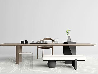 Modern Tea Table and Chair Casual Tea Table and Chair Combination 3d model