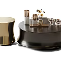 Elegant Modern Coffee Table With Unique Curved Metal Frame And Decorative Ornaments