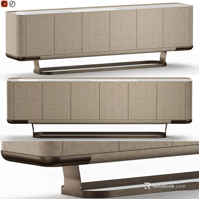 Modern Beige Storage Cabinet With Sleek Design Metal Frame And Elegant Home Furniture 3d model 