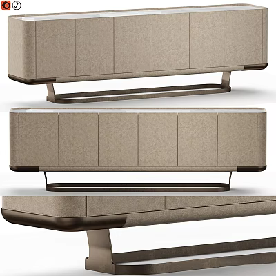 Modern Beige Storage Cabinet With Sleek Design Metal Frame And Elegant Home Furniture 3d model