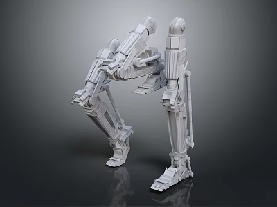 Detailed Mechanical Robotic Creature 3D Model With Long Legs And Metallic Joints 3d model