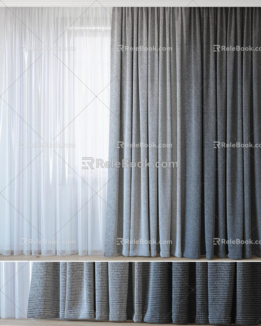 Modern Curtain Fabric Curtain 3d model