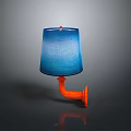 Unique Modern Table Lamp With Orange Pipe Base And Blue Gradient Shade 3d model