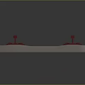 Train Railway Track With Red Rails And Wooden Sleepers On Gray Background