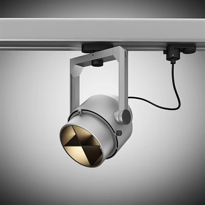 Modern Silver Track Spotlight With Golden Reflector And Sleek Design For Home Lighting 3d model