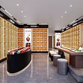 Tobacco and Alcohol Store Interior Design with Shelves Displaying Liquor and Cigarette Products