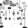 Modern lighting combination various chandelier wall lamp floor lamp 3d model