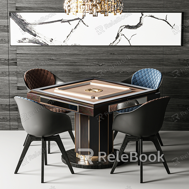 Light Luxury Mahjong Table and Chair model