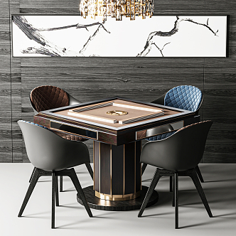 Light Luxury Mahjong Table and Chair 3d model