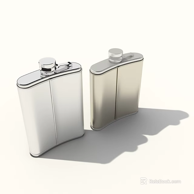 Public Facility Silver Metal Flask Containers With Stainless Steel Design 3d model 