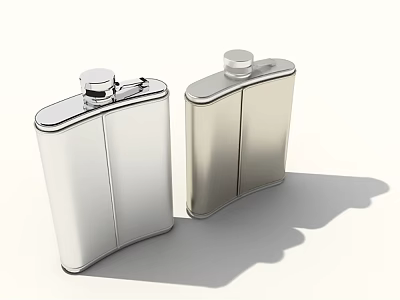 Public Facility Silver Metal Flask Containers With Stainless Steel Design 3d model