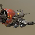 Vintage Military Aircraft With Red Engine Yellow Markings V224 Serial Number And Propeller