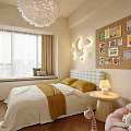 Cozy Kids Room With Green Checkered Headboard Pink Cloud Chair Corkboard And Moon Star Lights