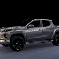 Gray Modern Pickup Truck with Sleek Exterior Design and Black Alloy Wheels on Dark Background