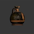 Ancient Orange And Black Vase Sculpture With Decorative Figure Patterns