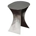 Modern Metallic Side Table With Curved Legs And Textured Round Top