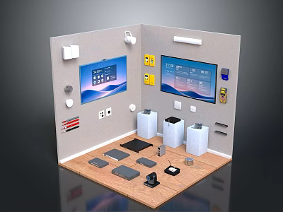 Modern Smart Home Control Panel Display With Touch Screens Buttons Sensors And Modules 3d model