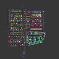 Well Designed Large Public Parking Lot Road Facility Layout With Green Belts And Vehicle Spaces