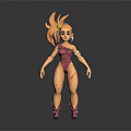 Game Movie Character 3D Model Featuring Golden Hair Pink Bodysuit Mechanical Arm Purple Boots Scars